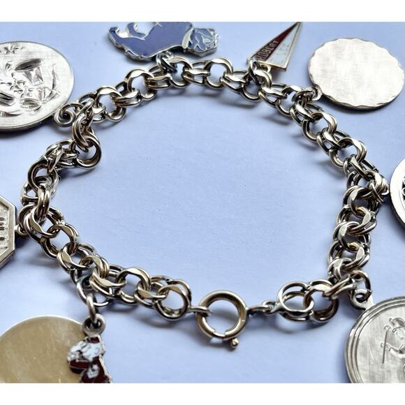 1960s Vintage 10K & 12K Gold Plated 8-Charm Bracelet Robert E Lee HS Dallas, TX - Picture 7 of 13